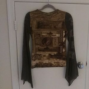 Sheer long sleeve save the queen tee shirt